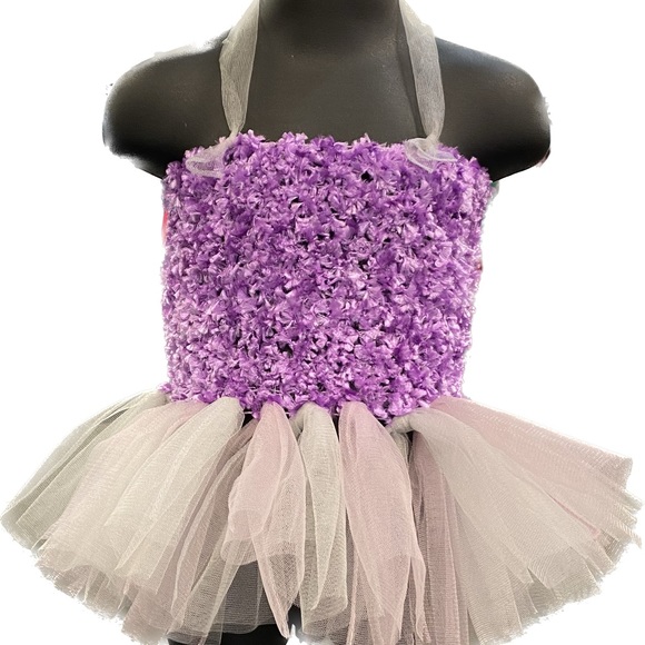 Handmade Purple & Silver Fuzzy Tutu Dress - Picture 2 of 4